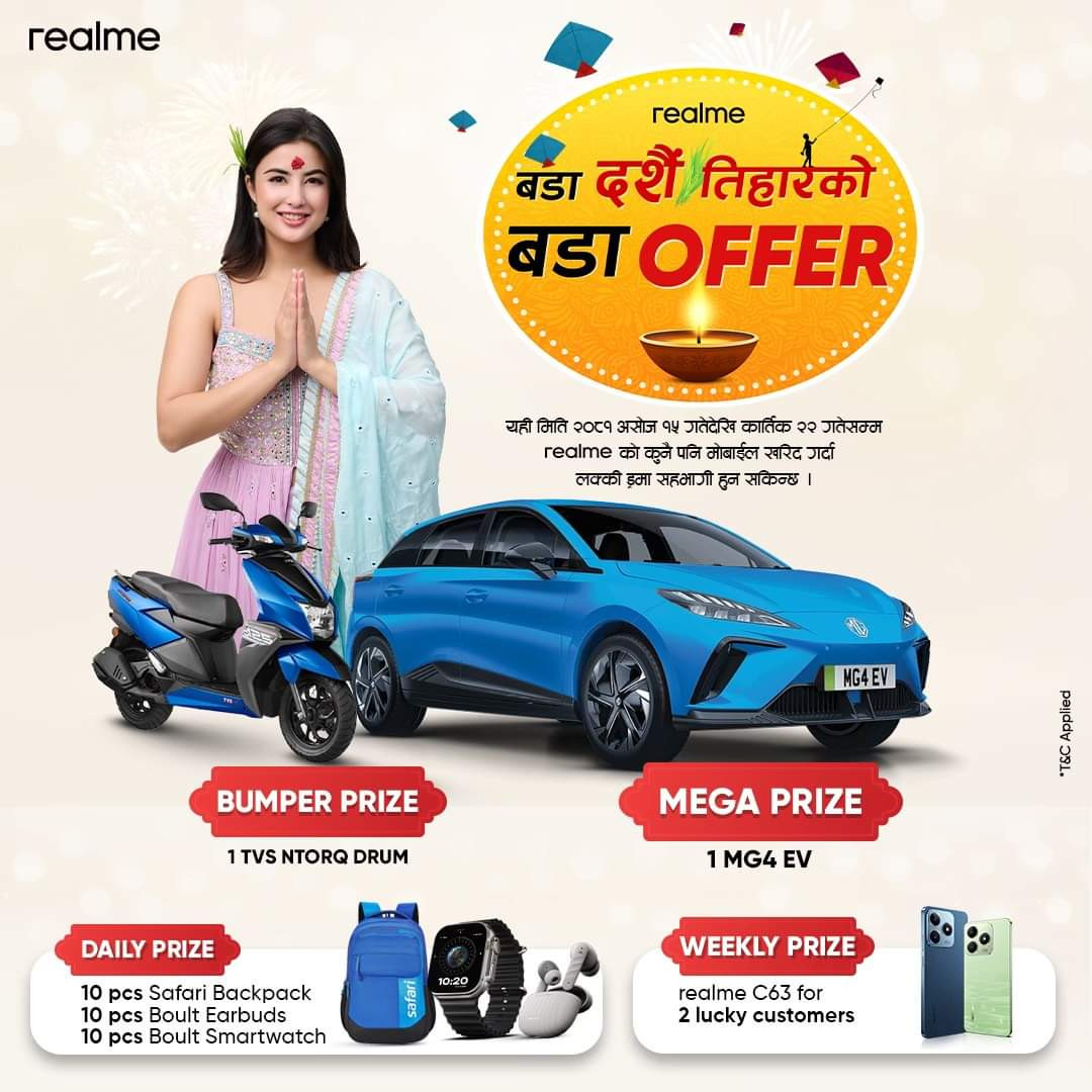 realme to Announce Bumper and Mega Prize Winners of the “Mega Dashain-Tihar, Mega Offer” Campaign